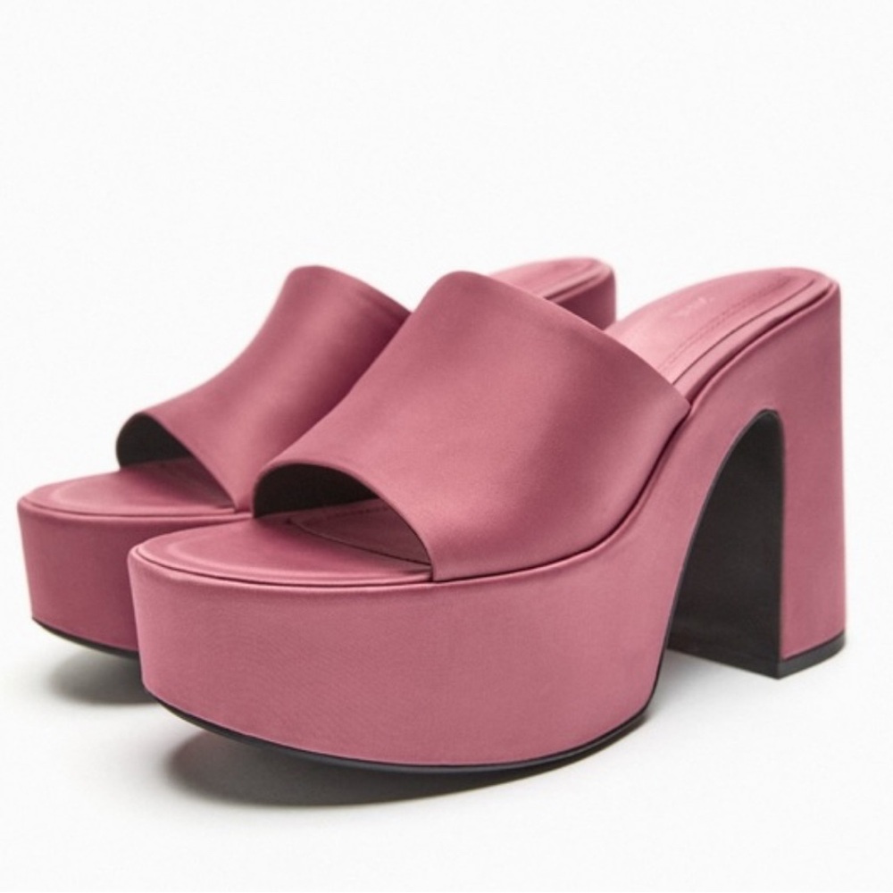 Zara Pink Platform Mules